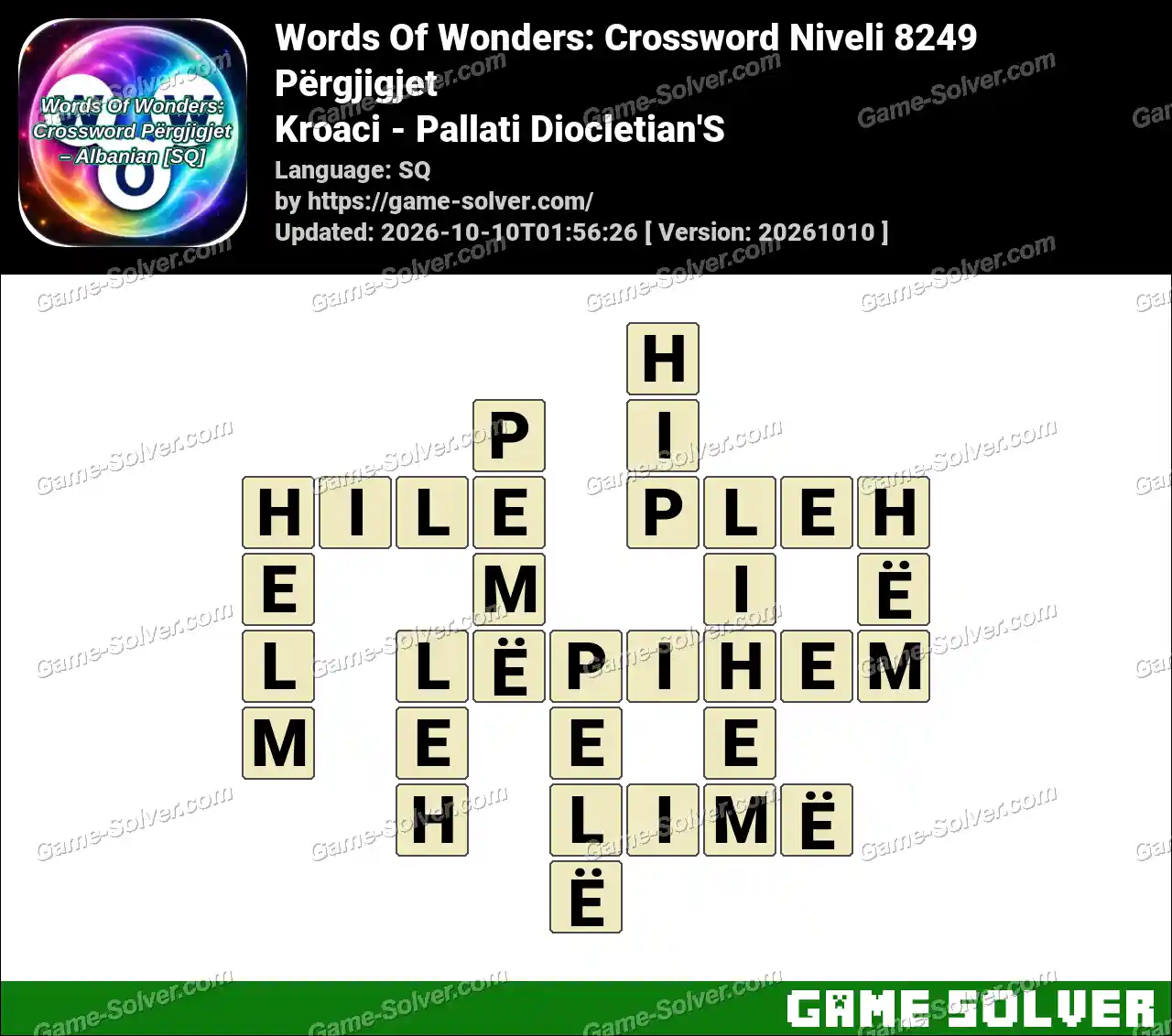 Words Of Wonders: Crossword Niveli 8249 Përgjigjet – Kroaci – Pallati Diocletian’S